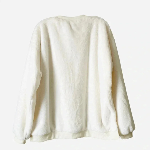 ALISON ANDREWS* Women's Crew Neck Faux Fur High-low Cream Lined Sweatshirt Sz XL - Picture 3 of 9